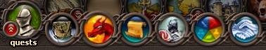 The quest log button is the one with the red dragon on